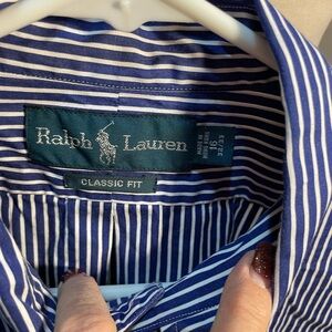 Ralph Lauren Men's Navy and White Striped Shirt